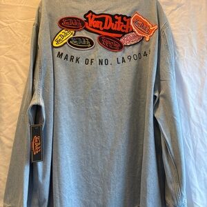 Von Dutch originals Patch Light Blue jean jacket Unisex  3XL NWT